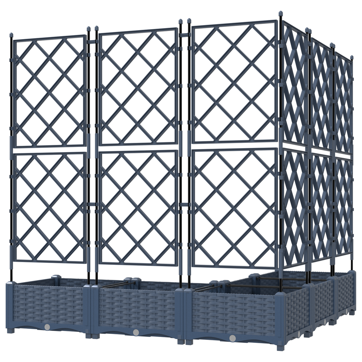 Garden Planter with Trellis 5 pcs Grey 120 x 120 x 125.5 cm PP