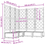 Garden Planter with Trellis 5 pcs Grey 120 x 120 x 125.5 cm PP