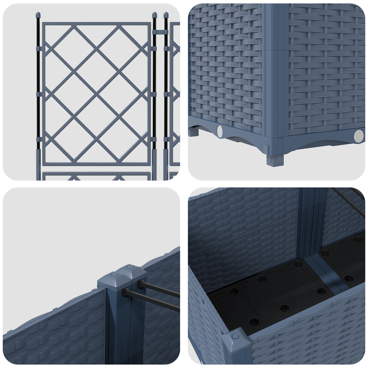 Garden Planter with Trellis 5 pcs Grey 120 x 120 x 143 cm PP